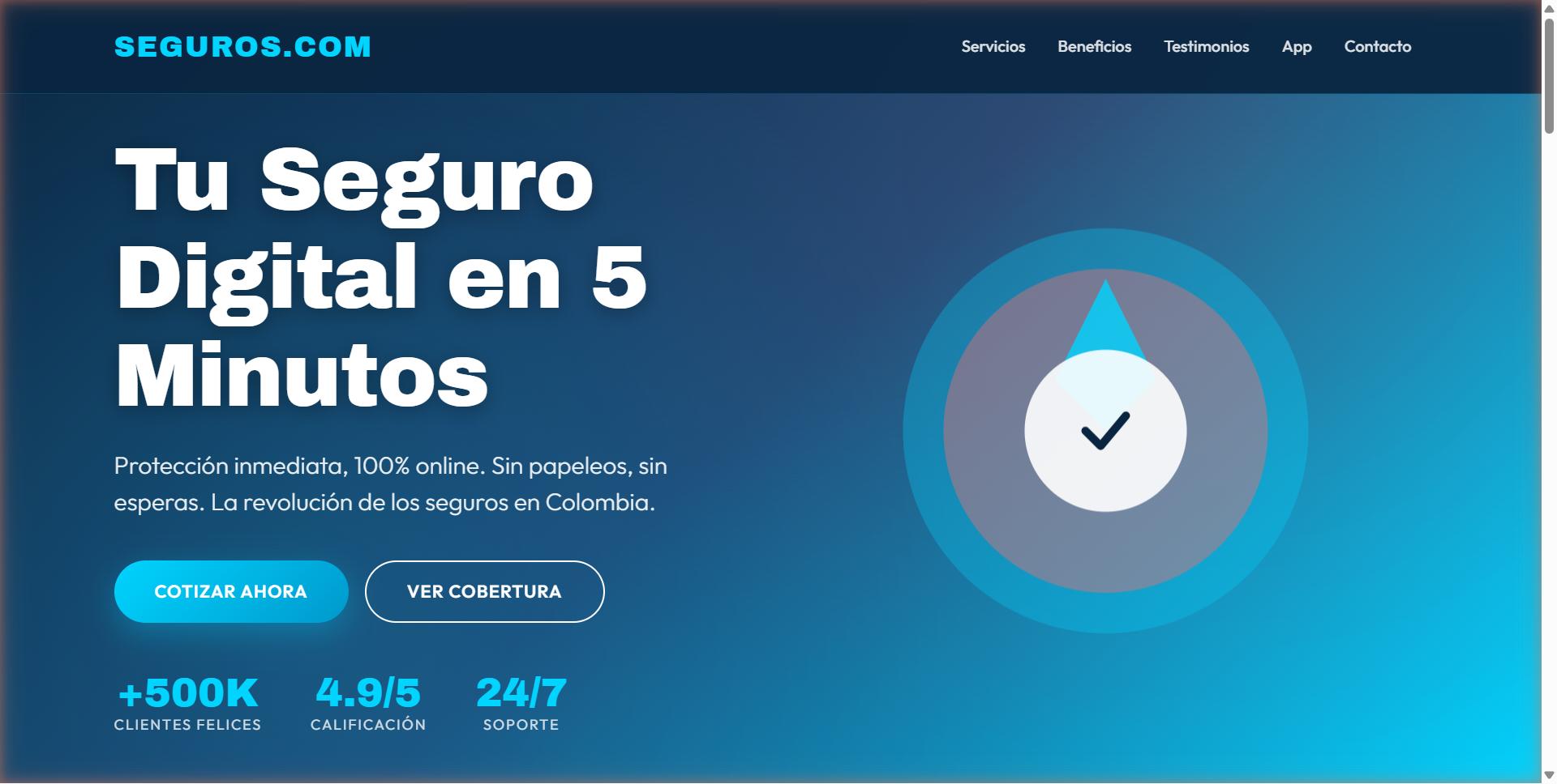 Seguros.com — Plataforma de seguros con cotizaciones al instante, comparación de coberturas y checkout en línea en minutos.