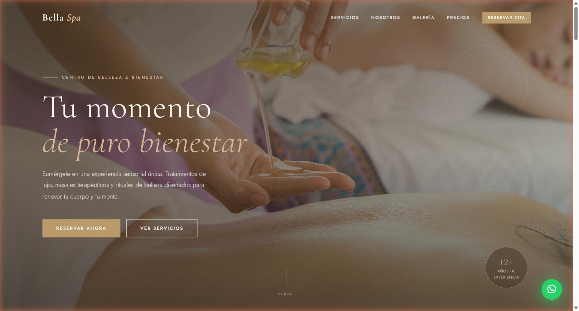 Bella Spa — Centro de bienestar y spa de lujo con catálogo de tratamientos, reservas en línea y galería de fotos.