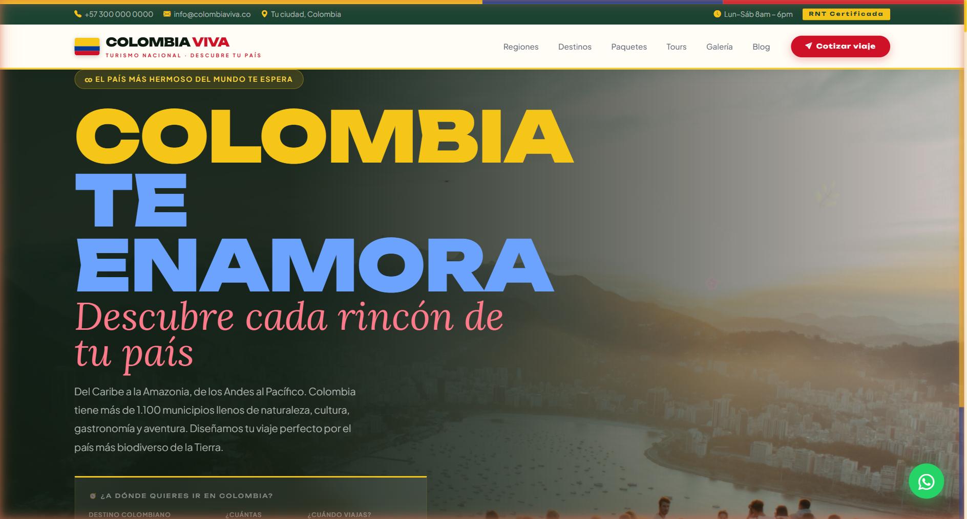 Wanderlust Travel — Sitio web para agencia de viajes con paquetes por destino, galería de tours y sistema de reserva de viajes.